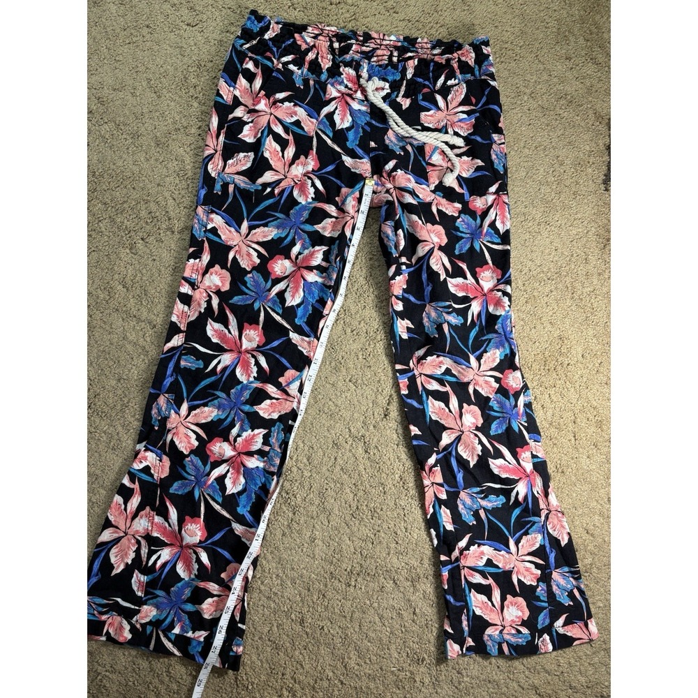 Roxy Oceanside Tropical Floral Flare Pants Women Small Boho Resortwear Travel - Picture 7 of 8
